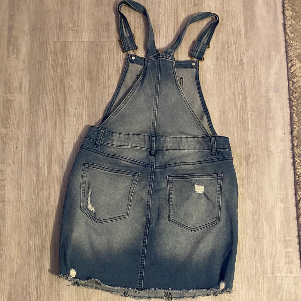 Denim Overall Dress - Blue - Picture 2 of 7